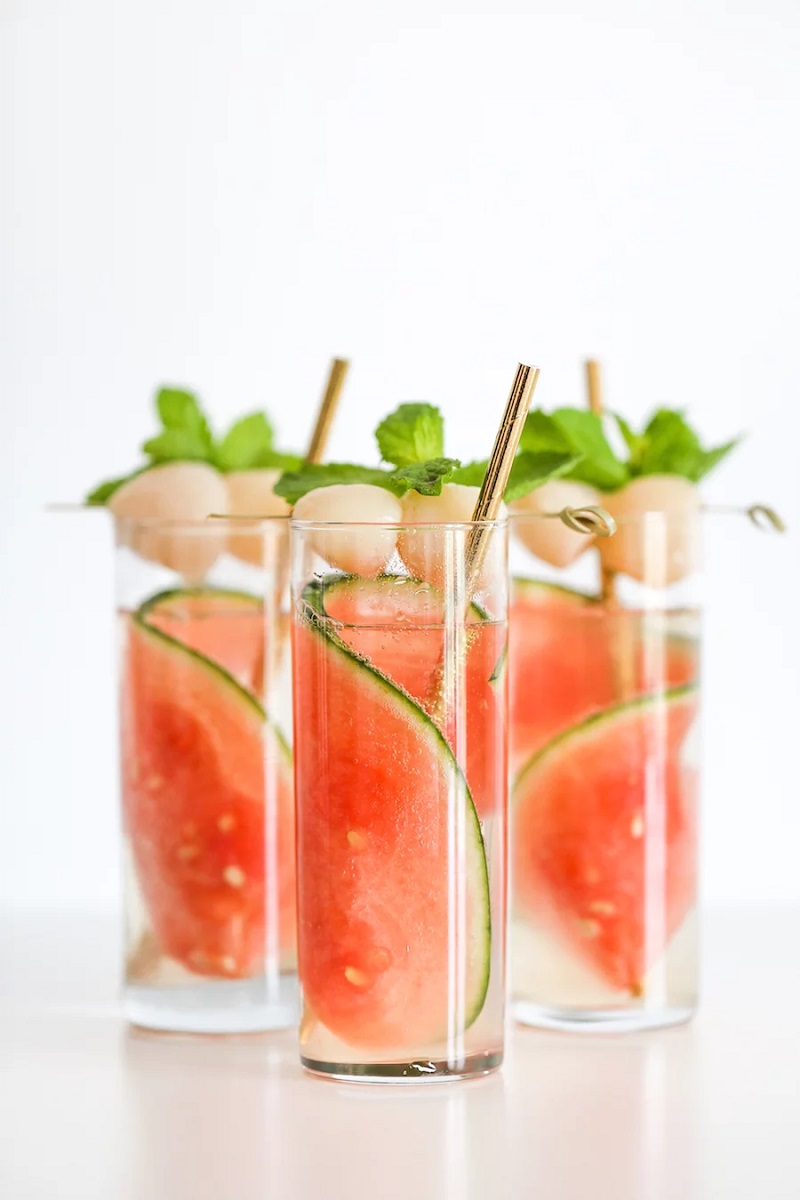 Sparkling Watermelon Lychee Cocktail Diet-Friendly Fruity Cocktails Perfect for Summer