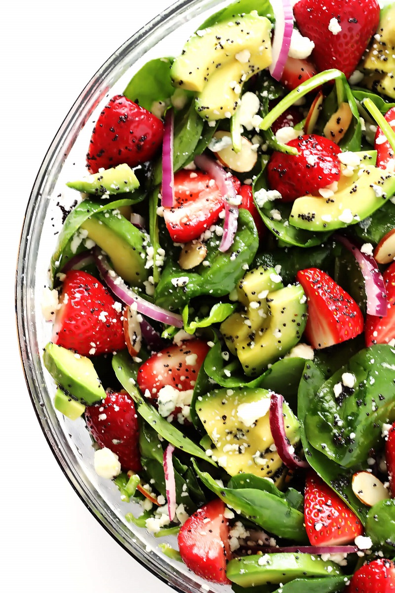 Avocado Strawberry Spinach Salad with Poppy Seed Dressing 12 Fresh and Fruity Summer Salads for Quick and Easy Meals