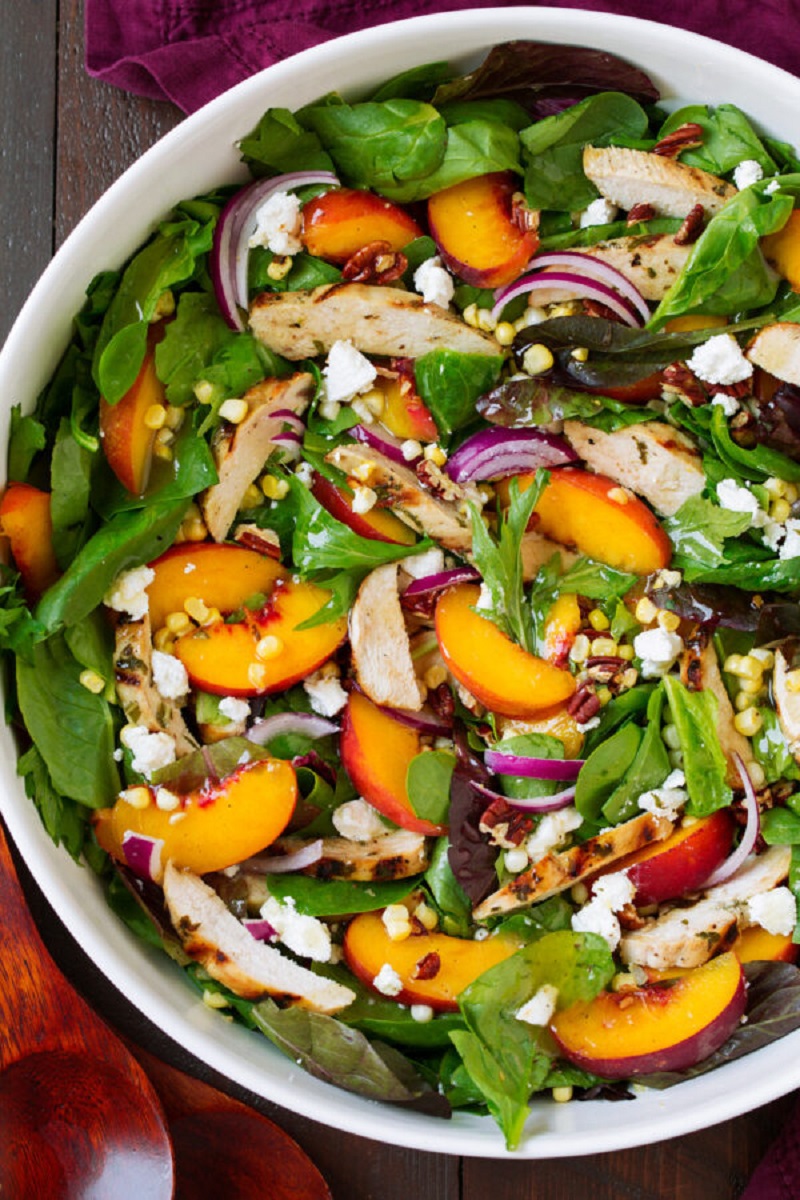 Peach Salad with Grilled Basil Chicken 12 Fresh and Fruity Summer Salads for Quick and Easy Meals
