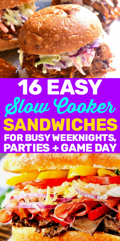 Super Easy Slow Cooker Sandwiches You Gotta Try #easymeals #slowcookermeals #weeknightmeals #gameday #gamedayfood