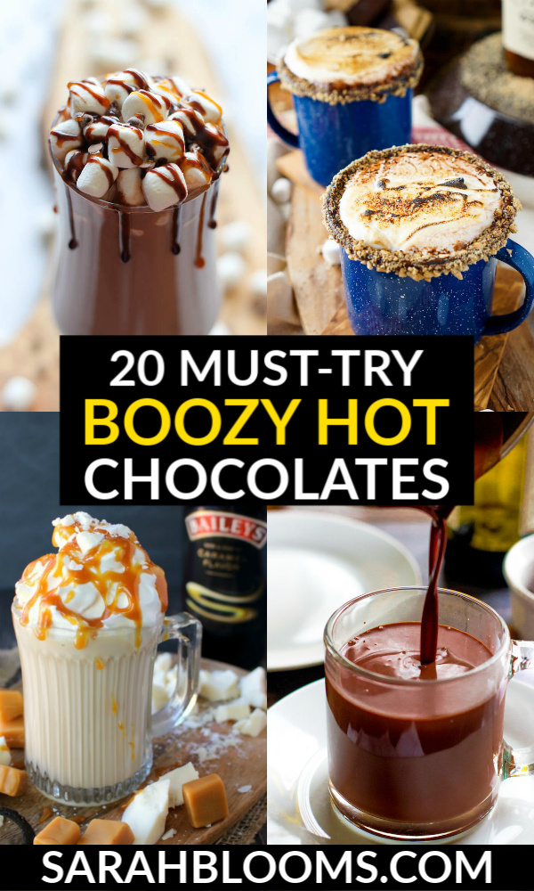 Get your party started this holiday season with 20 Spiked Hot Chocolate Recipes you don't want to miss! #hotchocolates #hotchocolaterecipes #besthotchocolates #spikedhotchocolaterecipes