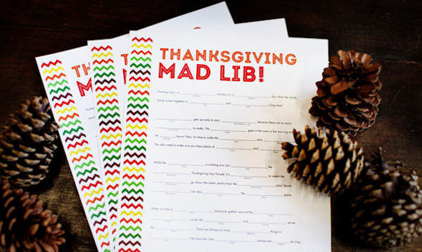 Free Printable Mad Libs - 20 DIY Thanksgiving Games and Activities for a Full Day of Family Fun