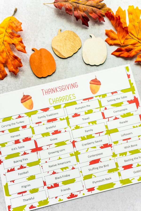 Free Printable Thanksgiving Charades - 20 DIY Thanksgiving Games and Activities for a Full Day of Family Fun