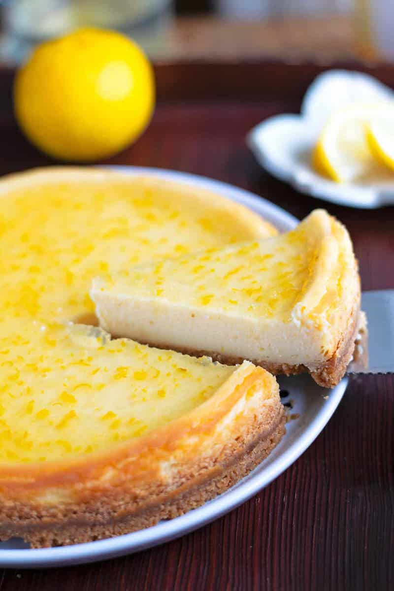 Japanese-style cheesecake with yuzu jelly topping.