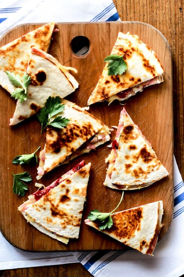 Turkey Cranberry Quesadillas with Ham and Brie Best Thanksgiving Leftover Recipes
