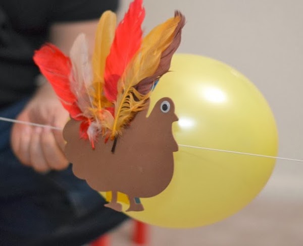 Turkey Balloon Rockets - 20 DIY Thanksgiving Games and Activities for a Full Day of Family Fun