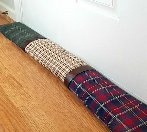 Upcycled Flannel Shirt Draft Stopper Easy DIY Draft Stoppers to Warm Your Home in Style
