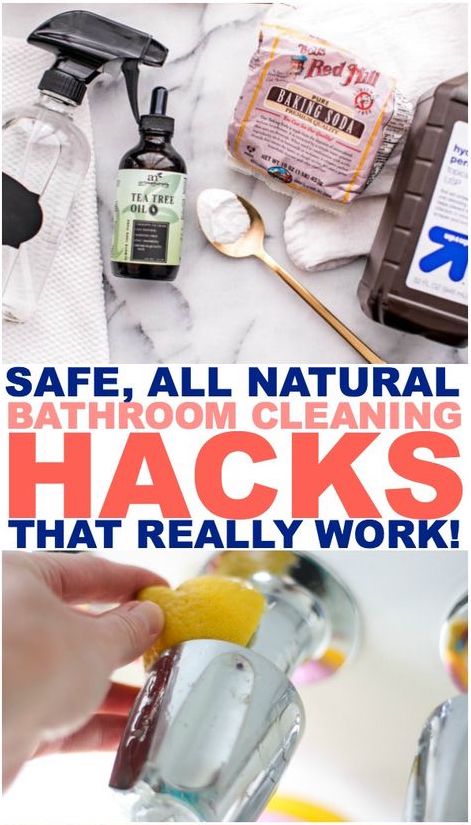 Clean and disinfect your home naturally with these Safe, All Natural Bathroom Cleaning Hacks that really work! #naturalcleaning #diycleaning #naturalhome #naturalliving #bathroomcleaninghacks