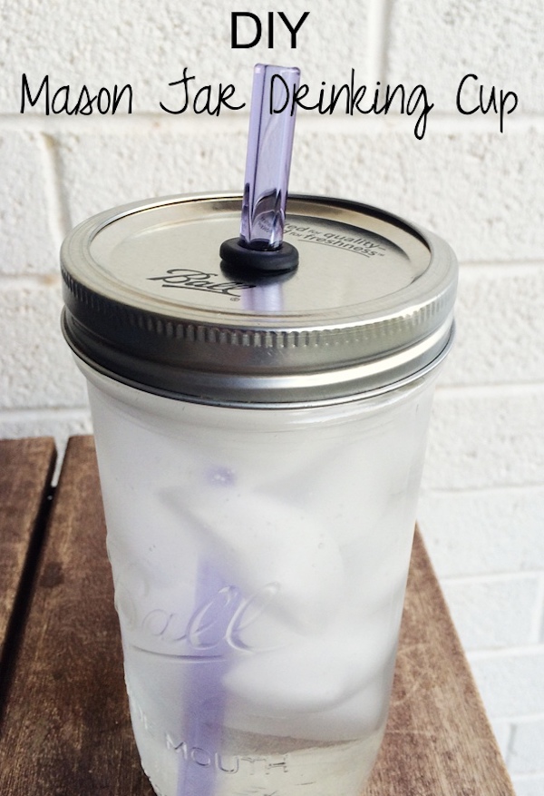Make a DIY to-go cup Easy Mason Jar Kitchen Storage Hacks