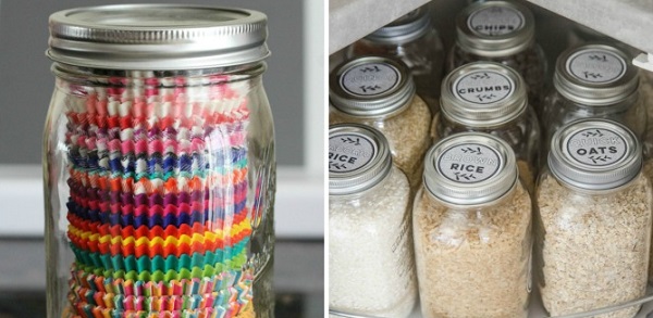 Use mason jars for easy and affordable storage: 25 Kitchen Organization Ideas That Will Simplify Your Life