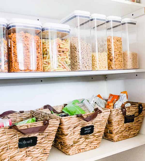 Use reusable plastic containers to organize your pantry: Best Kitchen Organization Hacks