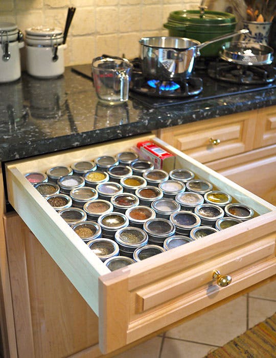 Build a spice drawer that doesn't cost a fortune: Genius Kitchen Organization Hacks