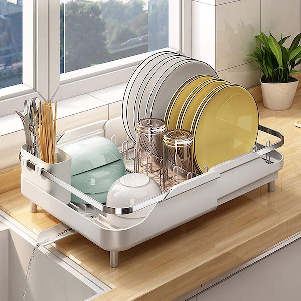 Organize your sink with this elegant modern dishrack: Best Kitchen Organization Hacks