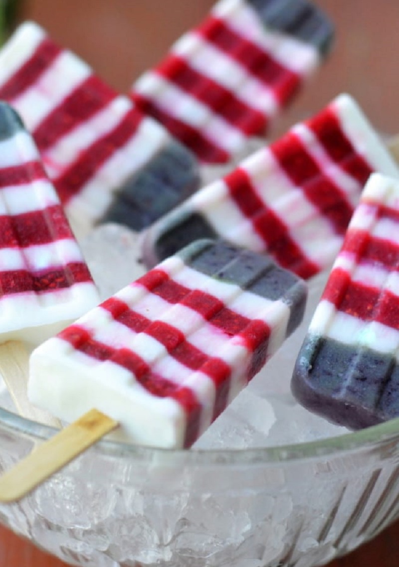 Red White and Blueberry Yogurt Popsicles Best Vegan Red, White, and Blue Desserts