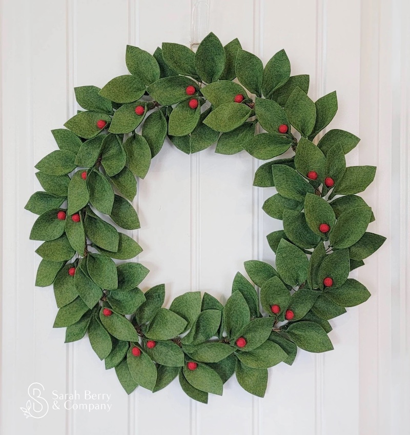 Felted Leaves and Berries Wreath Best Handcrafted Christmas Wreaths on Etsy