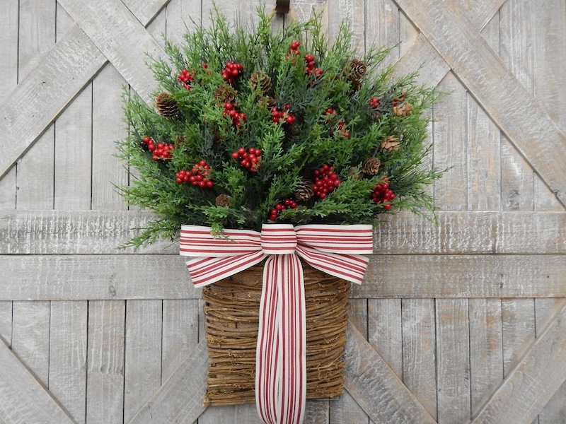 Christmas Basket Wreath Best Handcrafted Christmas Wreaths on Etsy