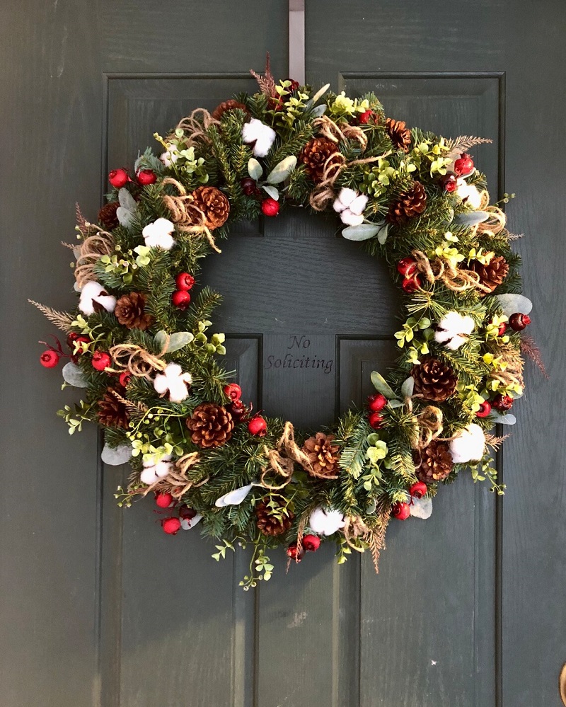 Cotton Christmas Wreath Best Handcrafted Christmas Wreaths on Etsy