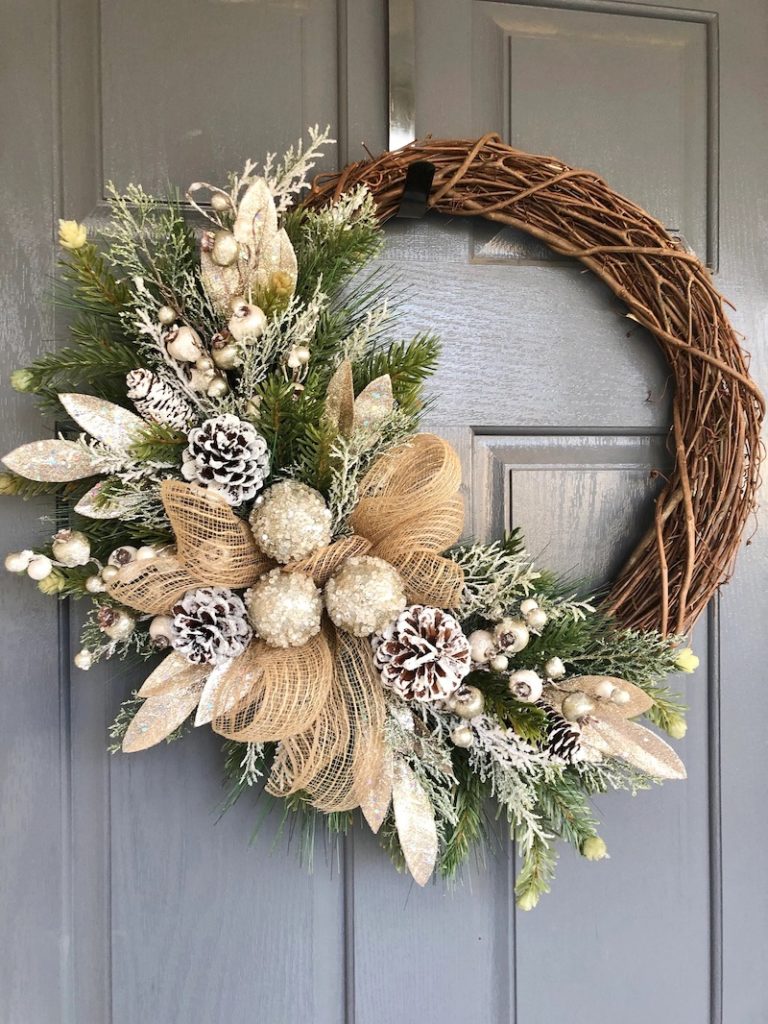 Cream and White Christmas Wreath Best Handcrafted Christmas Wreaths on Etsy