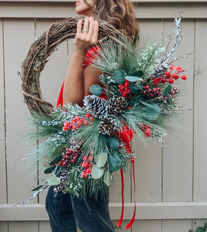 Modern Farmhouse Christmas Wreath Best Handcrafted Christmas Wreaths on Etsy