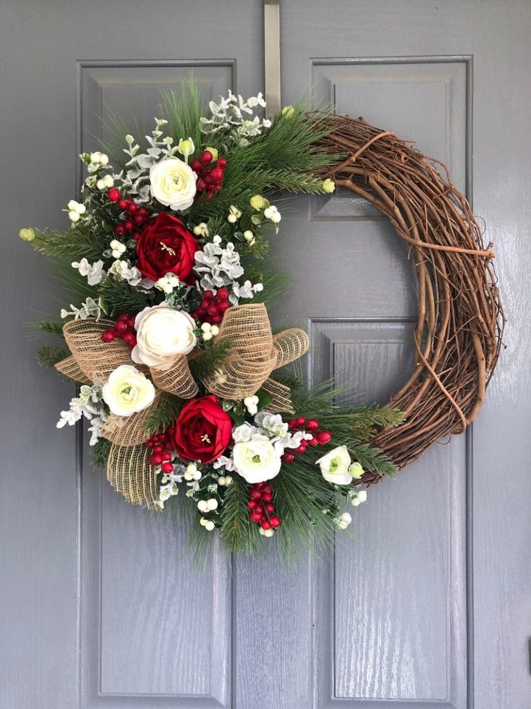 Floral Christmas Wreath Best Handcrafted Christmas Wreaths on Etsy