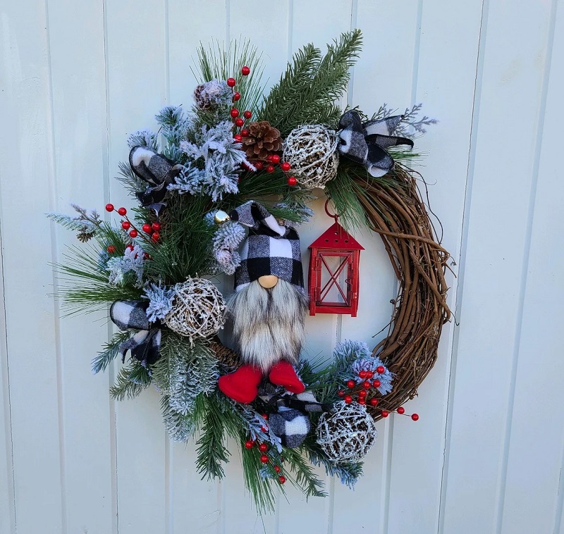Gnome Christmas Wreath Best Handcrafted Christmas Wreaths on Etsy
