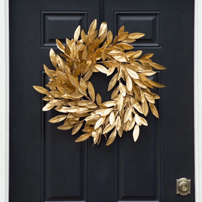 Antiqued Gold Bay Leaf Wreath Best Handcrafted Christmas Wreaths on Etsy