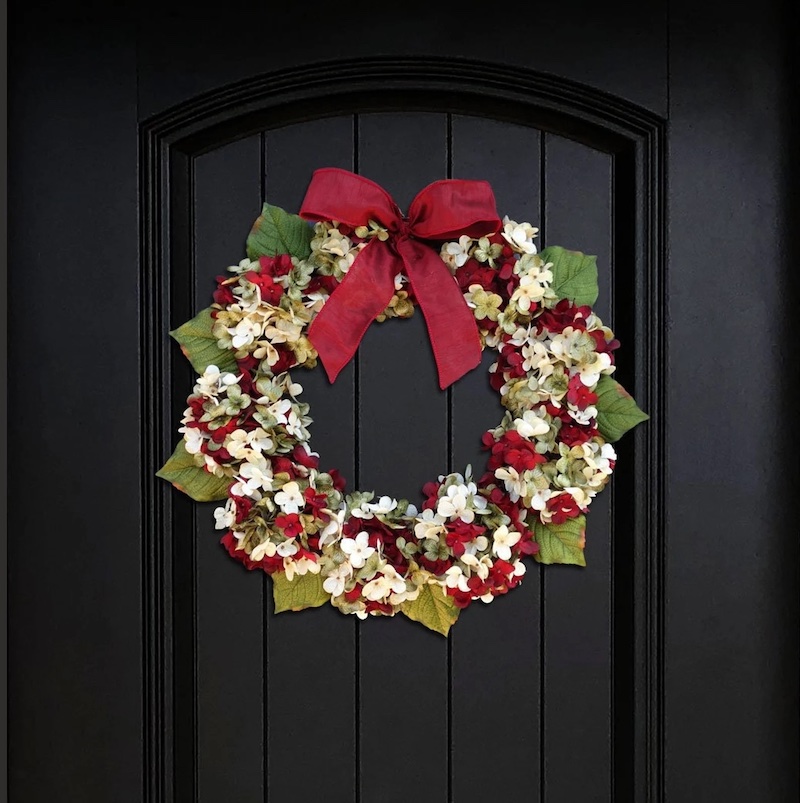 Marbled Hydrangea Holiday Wreath Best Handcrafted Christmas Wreaths on Etsy