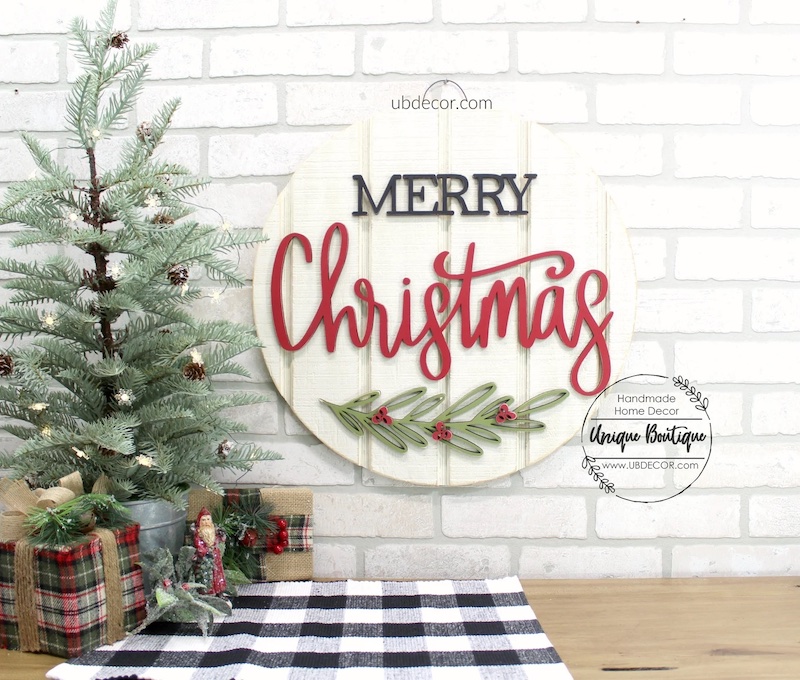 Merry Christmas Door Hanger Best Handcrafted Christmas Wreaths on Etsy