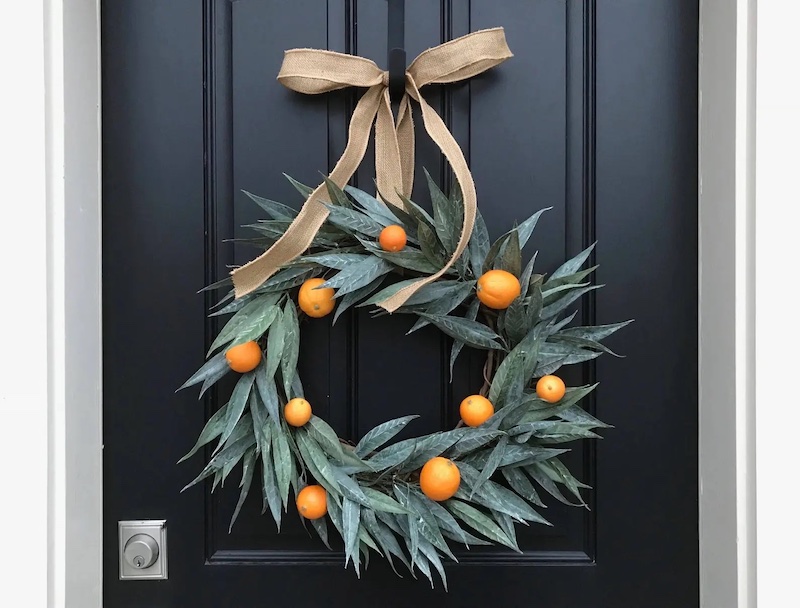 Minimalist Bay Leaf Wreath with Oranges Best Handcrafted Christmas Wreaths on Etsy