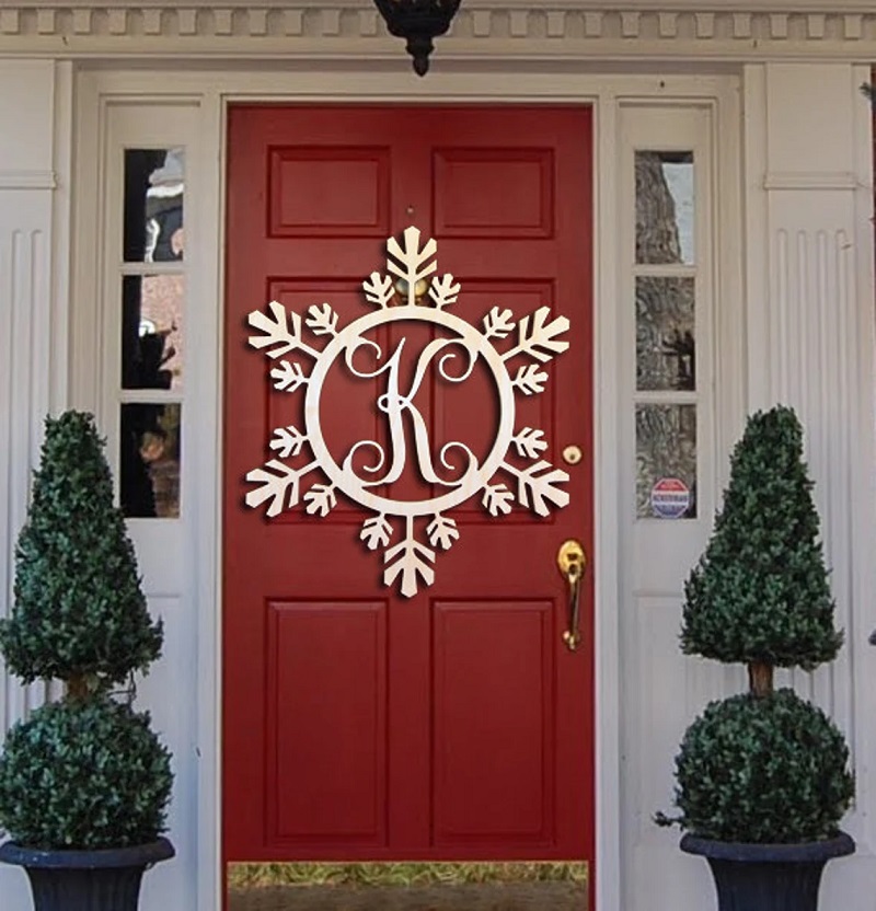 Snowflake Monogram Wreath Best Handcrafted Christmas Wreaths on Etsy