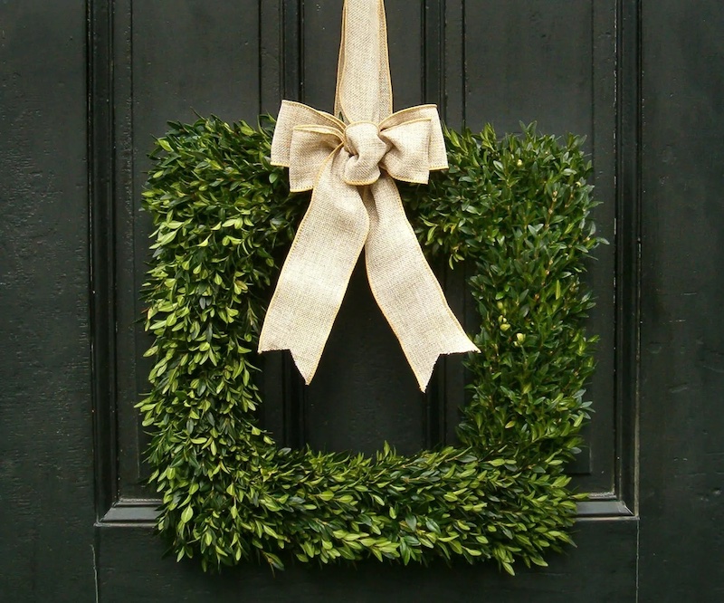 Square Boxwood Wreath Best Handcrafted Christmas Wreaths on Etsy