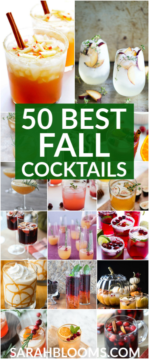 50 Must-Try Fall Cocktails. Make these fabulous cocktail recipes for your next get-together this fall! Perfect for game day, dinner parties, and Thanksgiving! #fallcocktails #fallrecipes #falldrinks #thanksgivingcocktails #thanksgivingrecipes