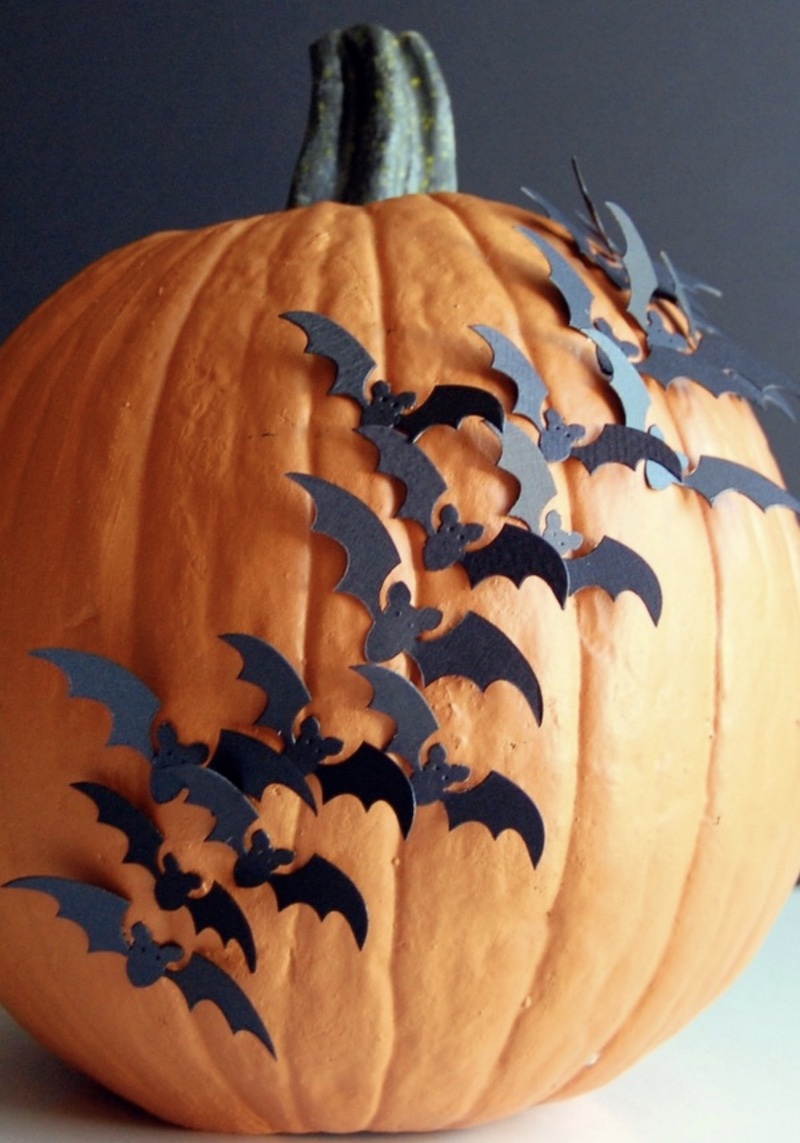 Swarm of Bats Pumpkin Best No Carve Pumpkin Decorating Ideas