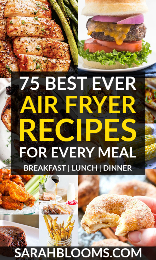 Enjoy the satisfying taste of fried foods without all the unhealthy oils with these 75 Must-Try Air Fryer Recipes that taste as good or better than your favorite recipes and cook in a fraction of the time! Try these Best Ever Air Fryer Recipes perfect for beginners! You'll find recipes for all occasions - breakfast, lunch, dinner, side dishes, appetizers, snacks, and even desserts! #airfryer #airfryerrecipes #easyairfryerrecipes #easydinnerrecipes #bestrecipes #quickandeasyrecipes #quickmeals #weeknightmeals
