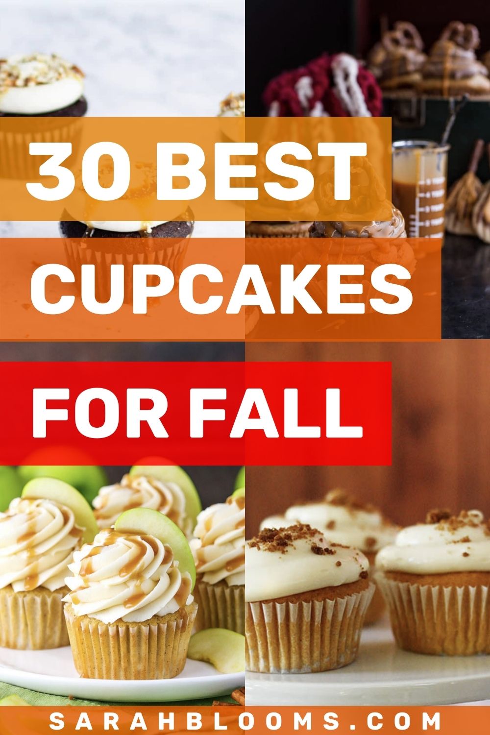 30 Best Fall Cupcakes for Fall Entertaining or Just Because! Whip up these Easy + Delicious Fall Flavored Cupcakes for your next fall dinner party or Thanksgiving dinner! Enjoy all your favorite fall flavors with these Easy Fall Cupcake Recipes anyone can make. #fallcupcakes #falldesserts #fallrecipes #thanksgivingdesserts #thanksgivingrecipes