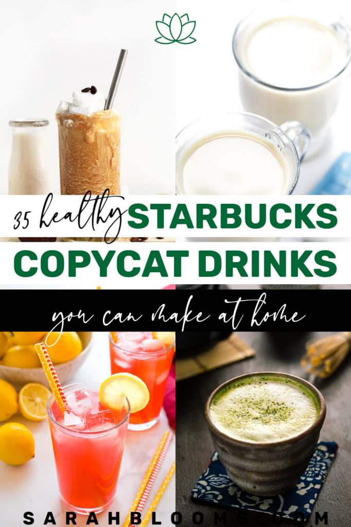 Enjoy your favorite coffeehouse treats at home with these Healthy and Money-Saving Starbucks Copycat Recipes that let you indulge without wrecking your diet! #starbuckscopycatrecipes #healthystarbucksdrinks #healthystarbucksrecipes #healthycoffeedrinks #healthydrinks