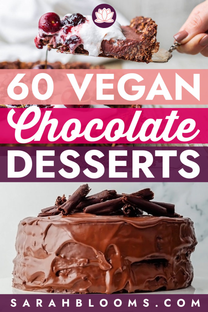 Indulge without wrecking your healthy whole foods diet with these 60 Incredible and Decadent Vegan Chocolate Desserts that are surprisingly healthy!