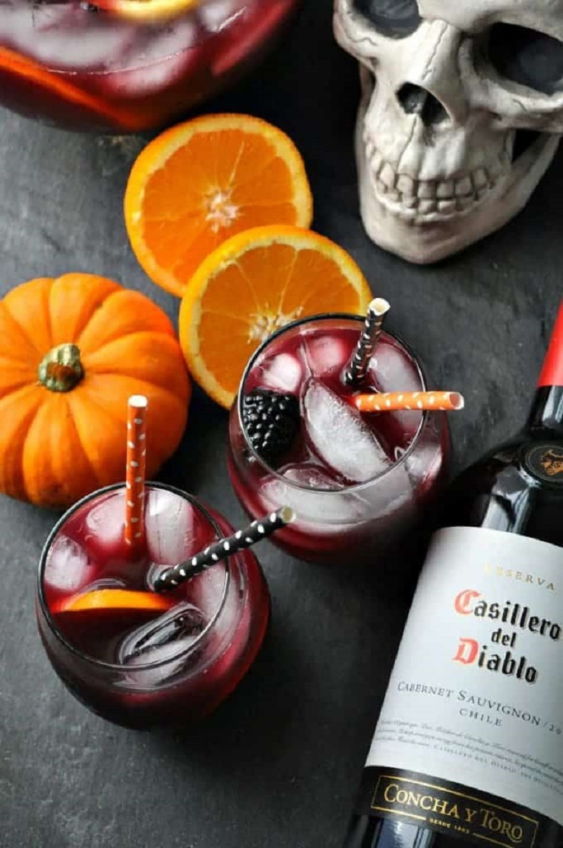 "Hallowine" Sangria Best Skinny Halloween Cocktails Under 200 Calories