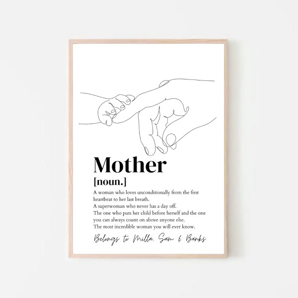 Custom Mother Definition Printable Art Best Handmade Mother's Day Gifts on Etsy