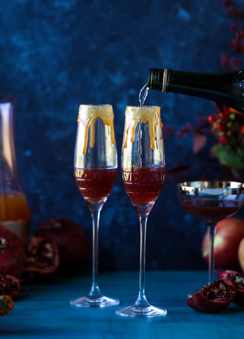 Pomegranate Cider Mimosas Best Skinny Halloween Cocktails Under 200 Calories