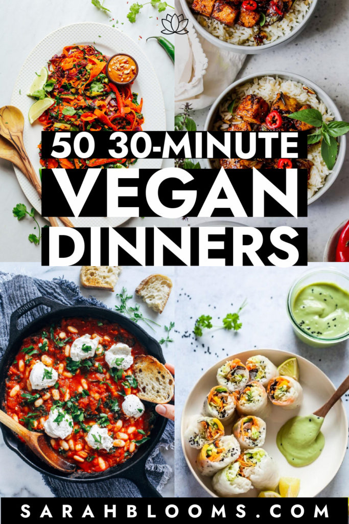 Prepare healthy whole foods meals in minutes with these 50 Best 30-Minute Vegan Dinner Recipes your whole family will love! These Quick, Easy, and Cheap 30-Minute Vegan Dinners will help you feed healthy meatless meals to your family in 30 minutes or less!