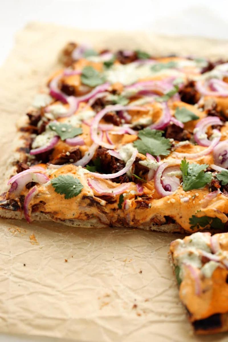 Grilled Vegan BBQ Jackfruit Pizza Best Vegan Camping Recipes