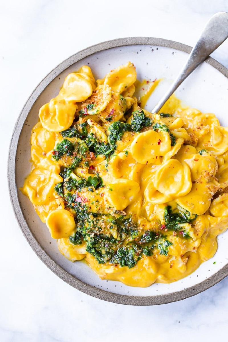 Orecchiette with Creamy Carrot Mushroom Sauce Best Healthy 30-Minute Plant-Based Dinners