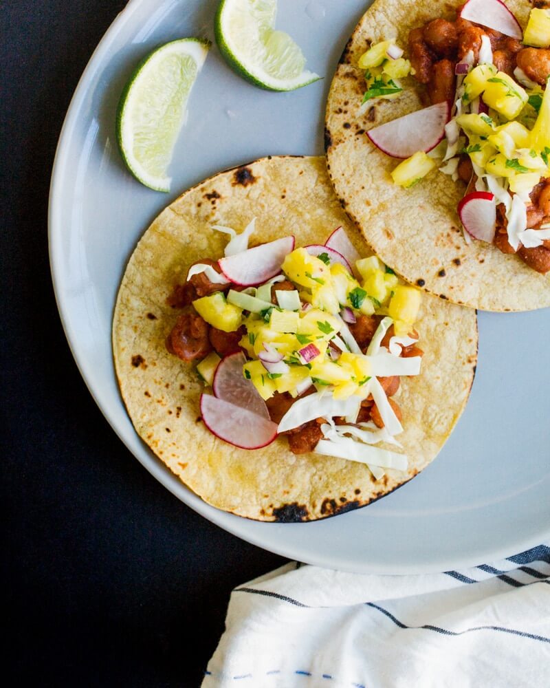 BBQ Bean Tacos with Pineapple Salsa 50 Best Healthy 30-Minute Plant-Based Dinners