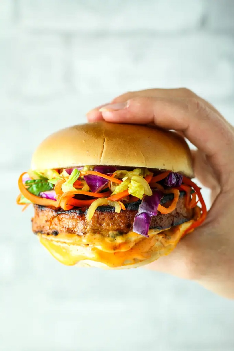 Sweet and Spicy Tofu Burger 40 Best Veggie Burger Recipes Even Meat Eaters Will Love