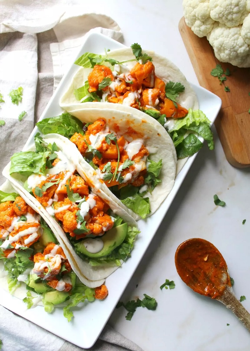 Buffalo Cauliflower Tacos [gluten-free] Best Healthy 30-Minute Plant-Based Dinners