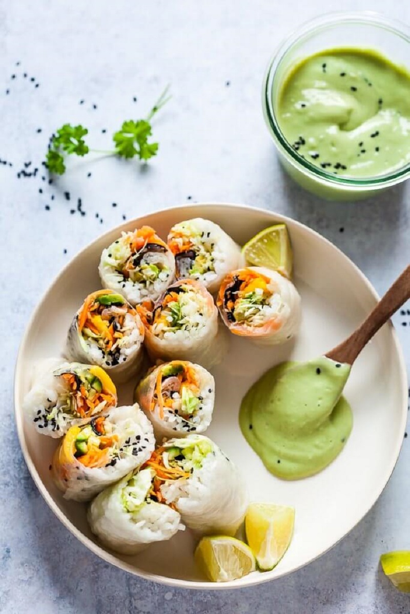 Vegan Fresh Sushi Spring Rolls [gluten-free] Best 30-Minute Vegan Dinners