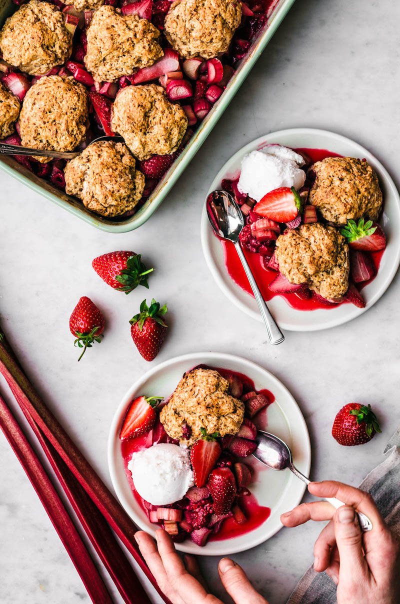 Strawberry Rhubarb Cobbler Best Vegan Camping Recipes