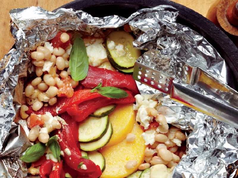 Polenta Stack with Navy Bean Salad Best Vegan Camping Recipes
