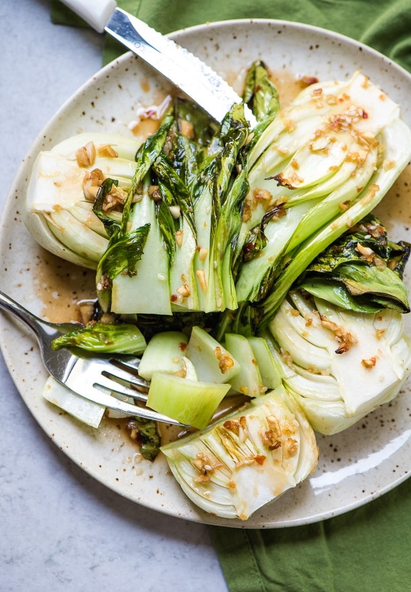 Roasted Baby Bok Choy with Ginger and Garlic Sauce [gluten-free] Easy 15-Minute Vegan Meals for When You Have No Time